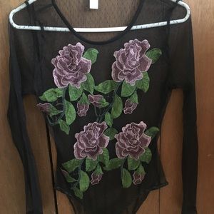 Mesh Embroidered Bodysuit